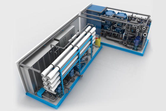 El diseño de Skid 99% Sistema RO de desalinización de agua de mar con sistema de control inteligente